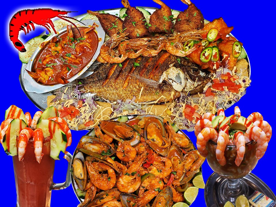 Shared plates of ceviche and tacos on display.